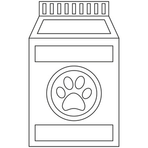 线条艺术黑色和白色湿食品袋图标海报