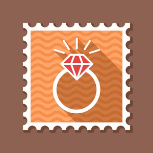 带钻石邮票的向量扁平结婚戒指图片