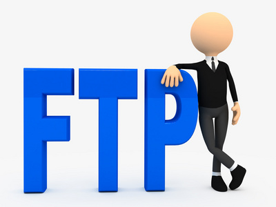 附近的信件 ftp 在白色背景 3d 人