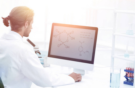 使用计算机化学实验室的研究科学家