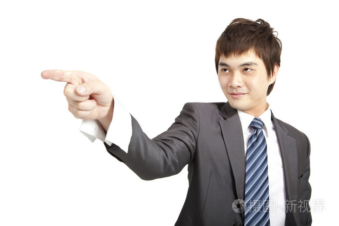 亚洲商人的手指指向