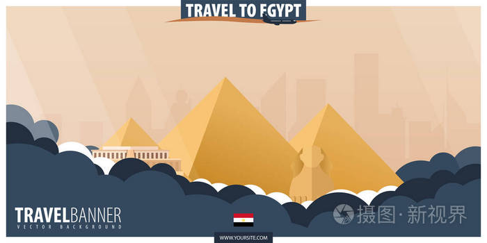 去埃及旅行。旅游和旅游海报。矢量扁伊路斯特拉