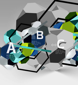 3d 六角几何组成, 几何数字抽象背景