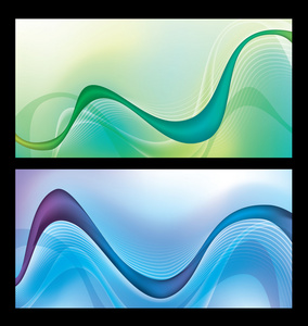 抽象的绿色和蓝色波浪矢量背景