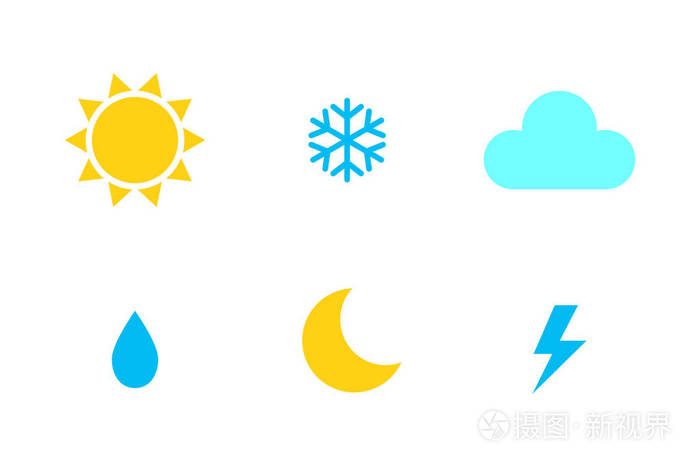 收集彩色天气图标.矢量插图