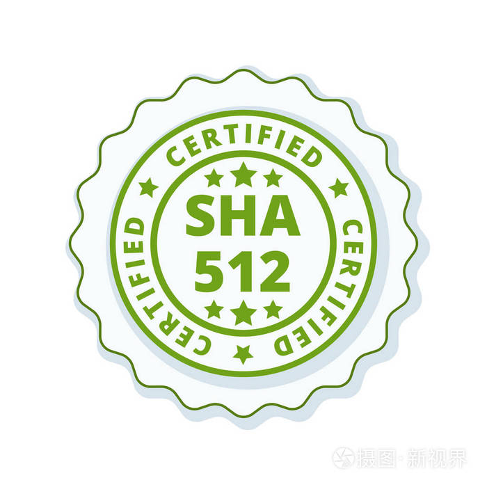 Sha512 认证的扁平标签, 矢量, 插图