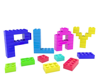 用玩具砖造的字游戏. 3 d 例证