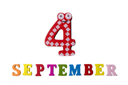 9月4日, 在一个白色的背景, 字母和数字