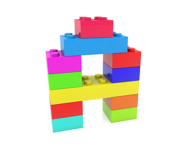 从玩具砖建造的概念. 3 d 例证