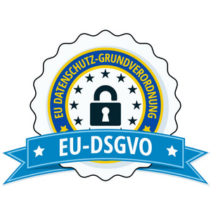 欧盟Dsgvo 平面标签与挂锁图标和蓝丝带, 矢量, 插图