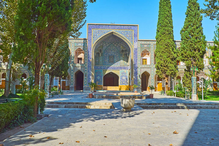 chaharbaghchaharbagh madraseh 的花园, 伊斯法罕, 伊朗照片