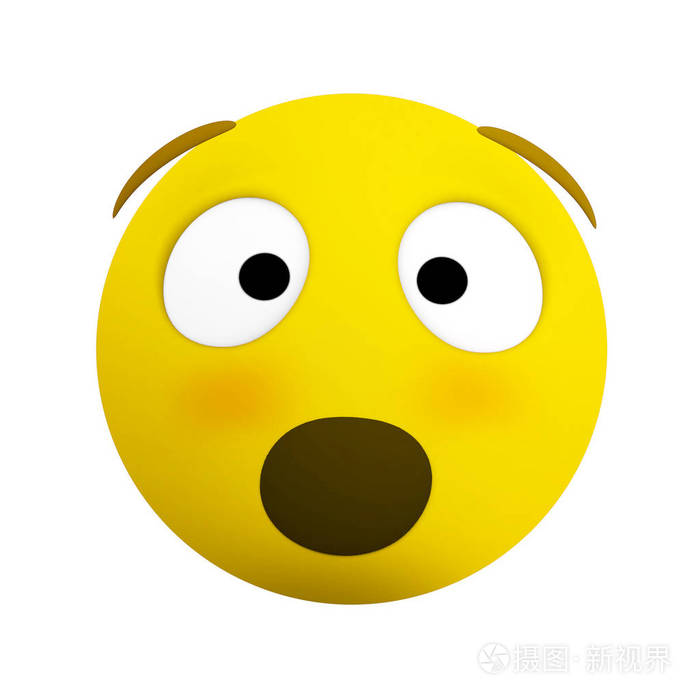 emoji 表情惊喜图标3d 渲染隔离照片-正版商用图片04minl-摄图新视界