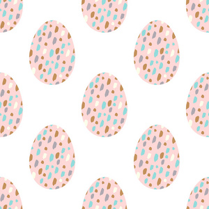 在孟菲斯风格的可爱的鸡蛋无缝模式。可用于包装包装纸纺织等。