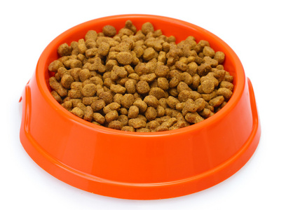 红色的猫和食物碗向木制的背景卡通猫带着一碗猫食