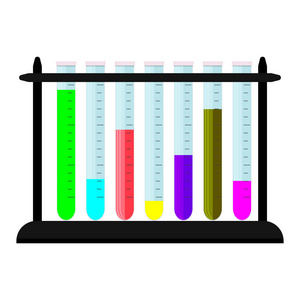 在展台上设置有色物质的烧杯图片
