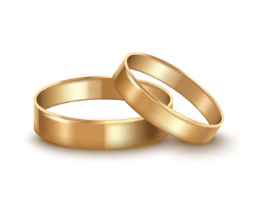 现实详细的金色结婚戒指。向量