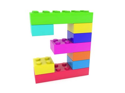 三号是用玩具砖造的 3 d 例证