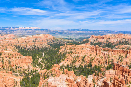 美国犹他州布莱斯峡谷国家公园红砂岩石林鸟瞰图
