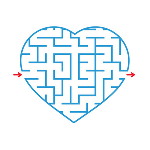 迷宫心.白色背景上孤立的简单平面矢量图照片