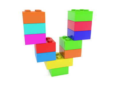 字母 V 概念建自玩具砖. 3 d 例证