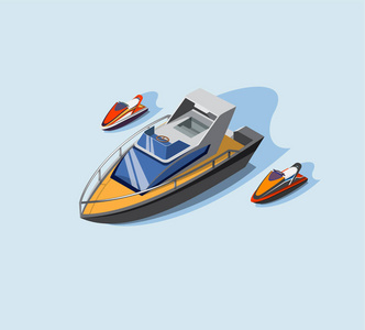 插画系列卡通运输︰ 帆船玩具。红帆