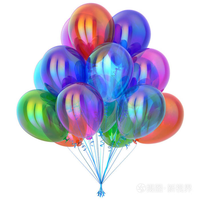 生日气球党气球束装饰五颜六色的隔离