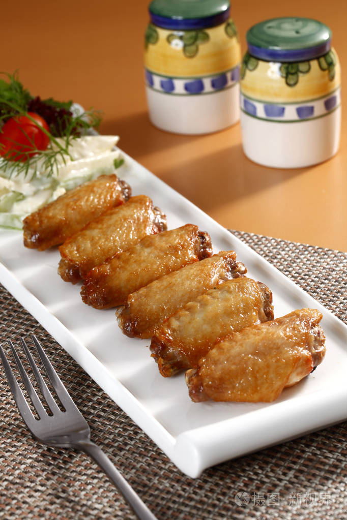 炸鸡翅特写视图