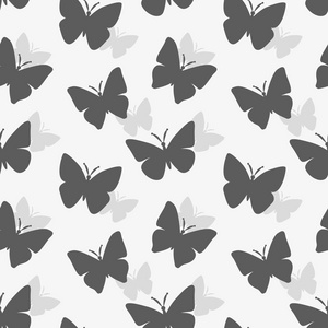 随机的黑色和白色蝴蝶剪影图案