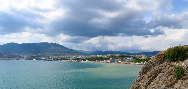 全景图。黑海的苏达克城