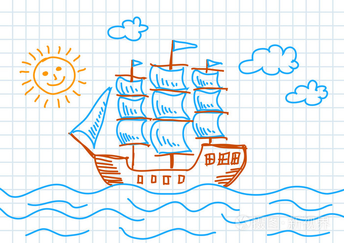 绘图的帆船插画-正版商用图片04ne3b-摄图新视界