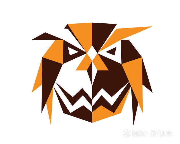 多边形对称抽象动物标志-猫头鹰插画-正版商用图片04ngk6-摄图新视界