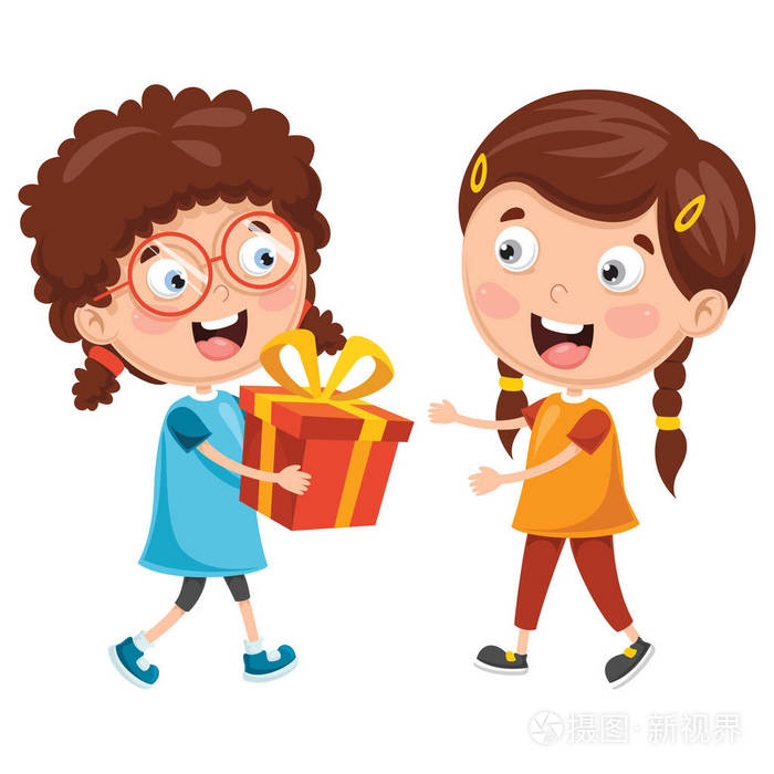 孩子赠送礼物给朋友的向量例证
