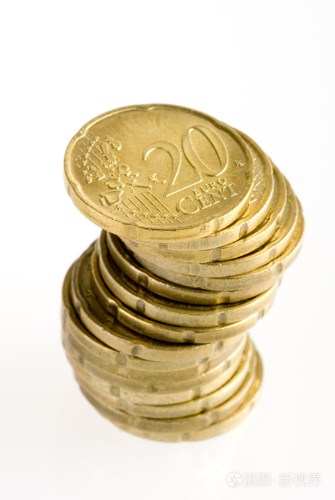 20美分硬币从欧洲联盟的堆栈