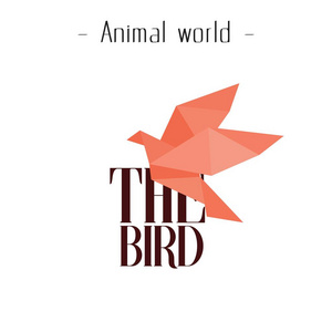 动物世界鸟橙色纸鸟背景向量图像