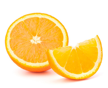 橙色水果一半和线段或鞍后桥