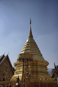 泰国清迈 prathat 佛教双龙寺 金顶