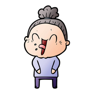 手绘穿针的老妇人卡通快乐老妇人照片