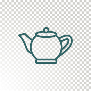 茶壶平面图标, 矢量插图