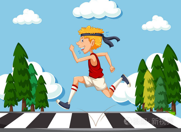 瘦男人在路上奔跑