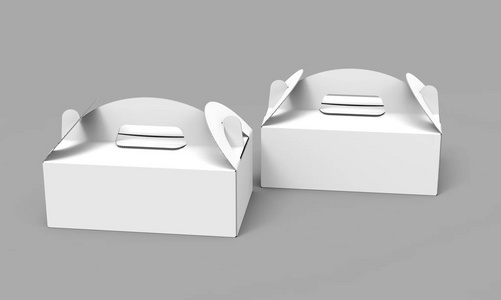 带手柄的外卖纸箱盒, 为设计使用而设置3d 的空白纸盒