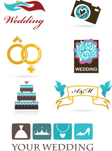 婚礼图标和图形元素