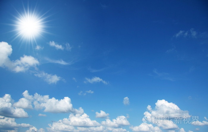蓝蓝的天空, 云彩和太阳照片-正版商用图片04okt0-摄图新视界