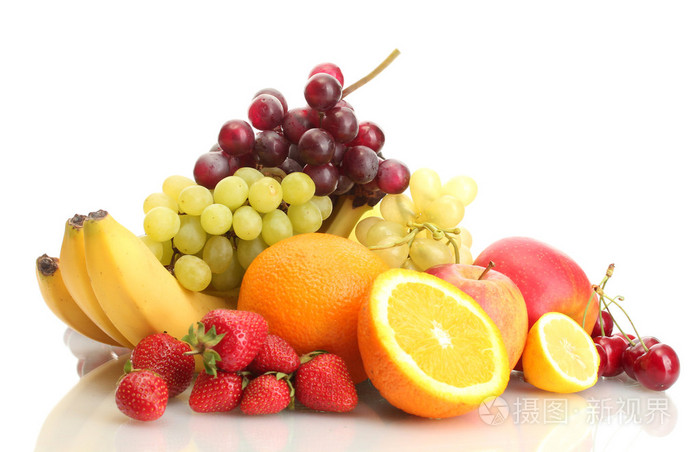 异国情调的水果和浆果在白色隔离