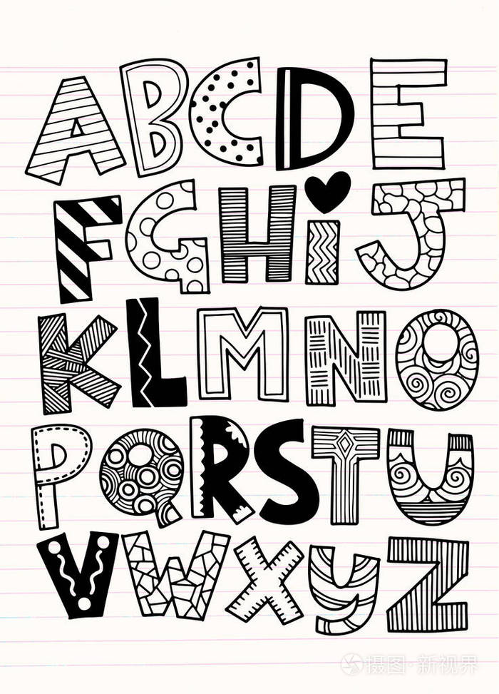 有趣的手绘字母表在背景下绘制