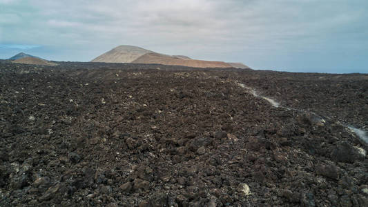 兰萨罗特岛 Timanfaya 公园内火山口的鸟瞰图。加那利群岛, 西班牙, 欧洲