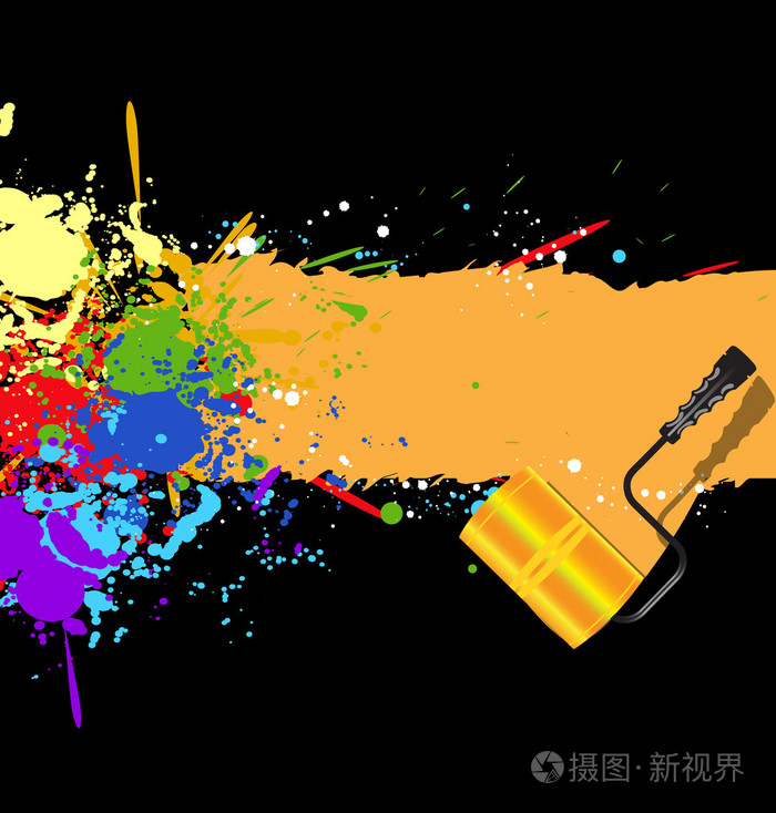 颜色彩虹油漆溅为背景矢量与滚子