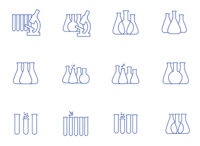 化学实验室图标的向量图示集