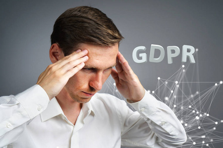 Gdpr 概念形象。一般数据保护章程, 保护个人数据在欧共体。使用信息的年轻人