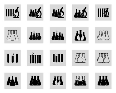 化学实验室图标的向量图示集