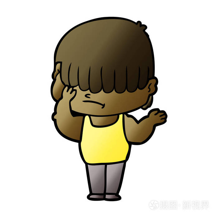 凌乱的头发的卡通男孩